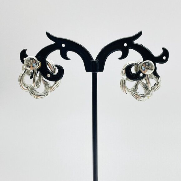 LISNER Floral Ribbon Earrings Screwback Silver Tone Classic Career Cosplay LARP - Picture 10 of 10